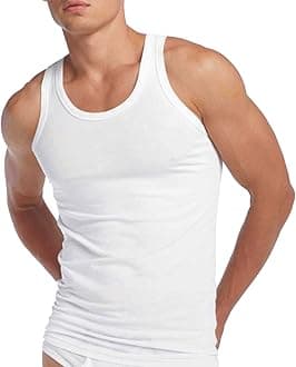 3 Pack Mens Classic Sports 100% Cotton Interlock Singlet Sleeveless Undershirt Vests in Mixed Blues or White