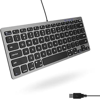 Slim USB Wired Small Compact Mini Computer Keyboard for Apple Mac, iMac, MacBook Pro/Air, Mac Mini, Windows PC Desktops, Laptop (Space Gray)