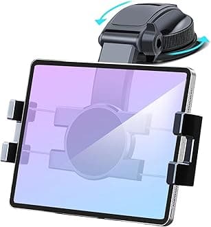Car Dashboard Tablet Mount Holder, 360° Rotatable Suction Cup with Large Clamp Dash Phone Stand for iPad Pro 12.9/9.7/11/10.5/Air/Mini 6 5 4 3, Samsung Galaxy Tab, iPhone 14/13, 4.7"-12.9" Tab & Phone