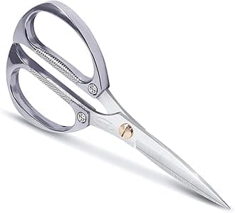 Newness Kitchen Scissors, Stainless Steel Duty Kitchen Shears for Chicken, Beefs, Poultry, Fish, Meat, Vegetables, Stainless Steel Scissors with Non-Slip Easy Grip Handles for House Daily Use