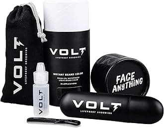 VOLT Grooming Instant Beard Color - Quick Drying Plant Based Hypoallergenic Brush on Color for Beards, Mustaches, and Eyebrows, Onyx (Black)