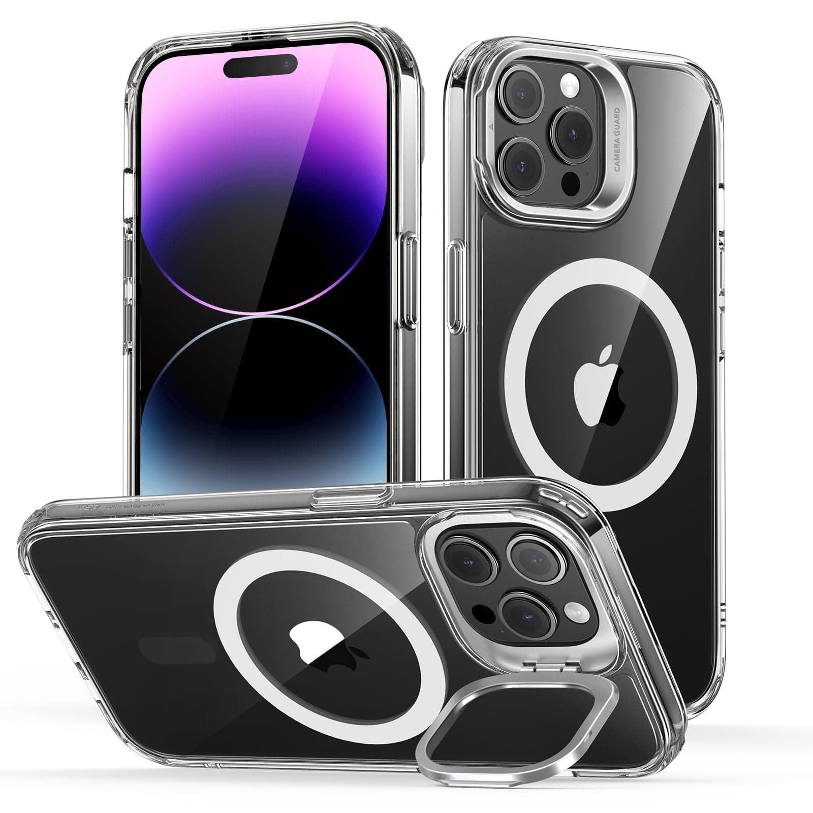 for iPhone 14 Pro Max Case, Compatible with MagSafe, Built-in Stash Stand Clear Phone Case for iPhone 14 Pro Max, Military-Grade Protection, Magnetic Phone Case, Classic Series,Clear