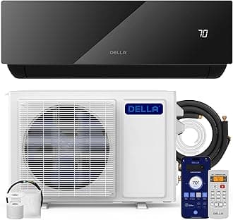 DELLA Umbra Series 12000 BTU Mini Split AC Wifi Enabled Work with Alexa 17 SEER2 Energy Saving Cools Up to 550 Sq.Ft & Pre-Charged Heat Pump Ductless Inverter System