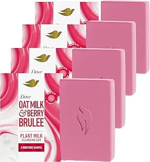 Plant Milk Cleansing Bar Soap Oat Milk & Berry Brulee Moisture Marvel 4 Count for Moisturized Skin Gentle Cleanser, No Sulfate Cleansers or Parabens, 98% Biodegradable Formula 5 oz