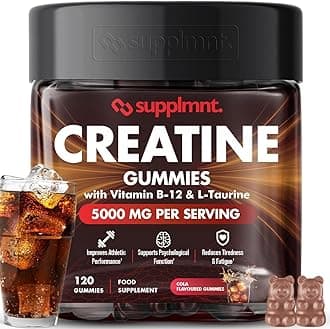 Supplmnt. Creatine Gummies 5000mg 120ct Max Strength Muscle Growth/Recovery Supplements for Men & Women Creatine Monohydrate, B12 & L-Taurine Chewable Gummies, 1 Month Supply (Cola)