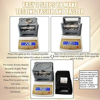 Digital Gold Purity Analyzer Meter ，K Value Tester & Density Meter for Gold Silver，Precious Metal Testing Machine ，Jewelry Tools，Electronic Purity Content Detector (WLD-200K+Printer)