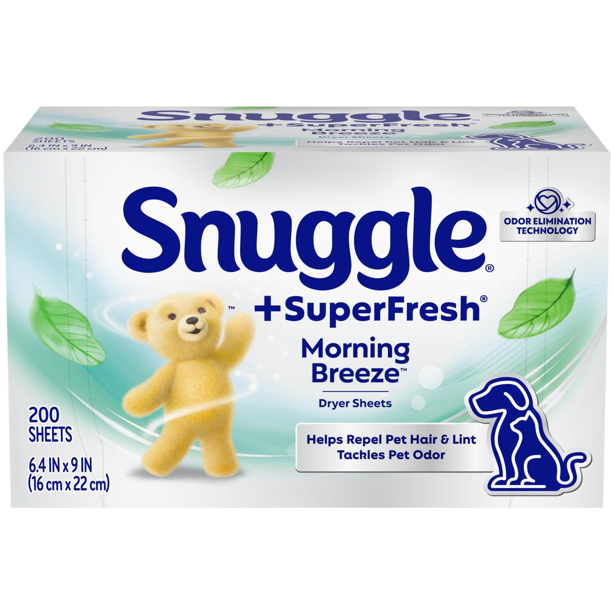 Snuggle Plus SuperFresh Dryer Sheet Fabric Softener with Static Control & Odor Eliminating Technology Original 200 Count