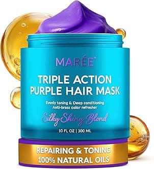 MAREE Deep Conditioning Purple Hair Mask for Blonde Hair – Purple Toner for Brassy, Bleached, Silver, or Color Treated Hair – Hair Repair Mask Keratin Hair Treatment – Matizador Para Cabello Rubio