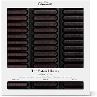 Hotel Chocolat Dark Chocolate Baton Library - 45 High-Cacao Chocolates, 365g - Chocolate Box - Suitable for Vegetarians - Gifts For Birthday, Thank You, Congratulations, Anniversary