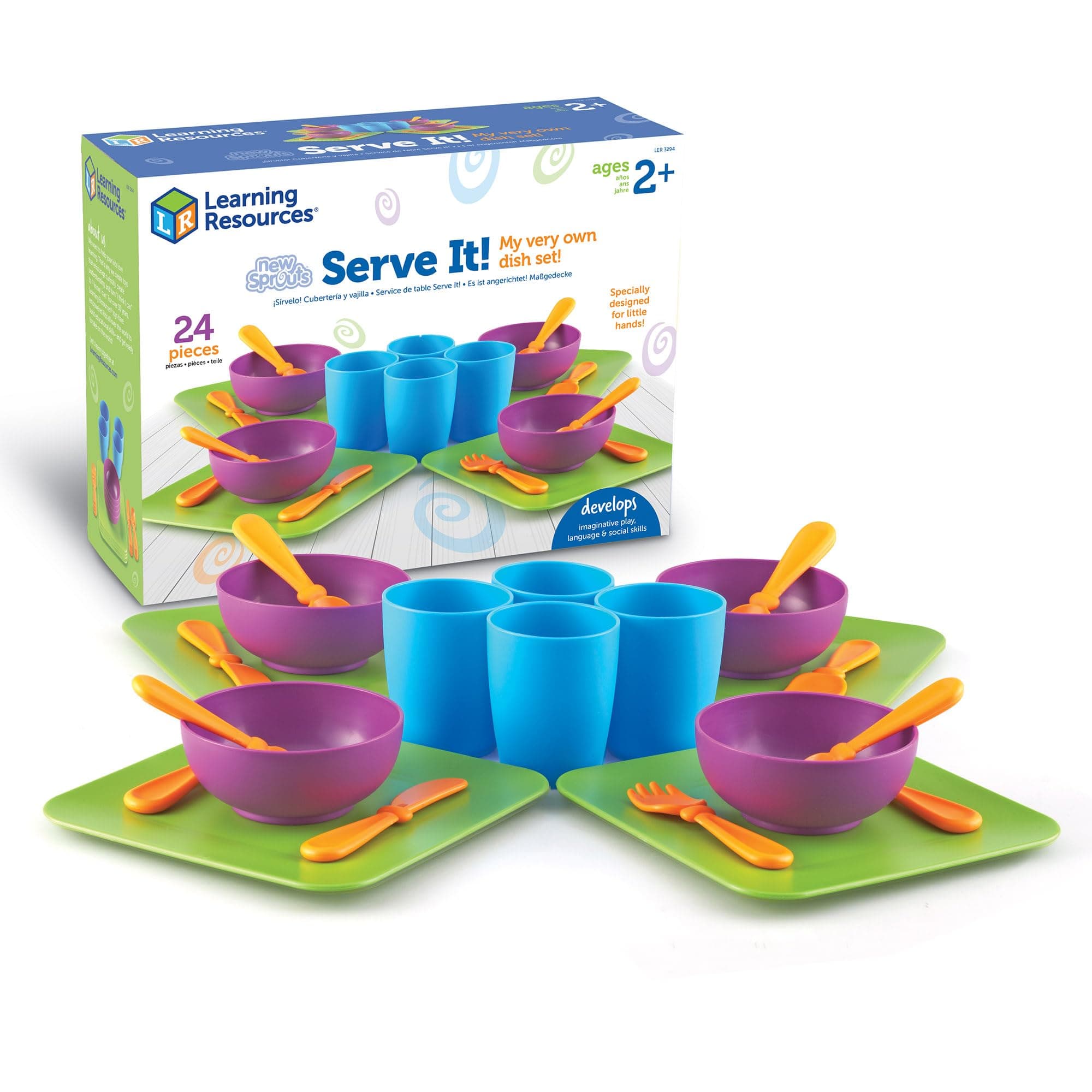 New Sprouts Serve It Dish Set, Early Social Interactions, 24 Pieces, Ages 2 and Up