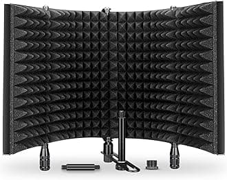 Studio Recording Microphone Isolation Shield, Pop Filter.High density absorbent foam is used to filter vocal. Suitable for blue yeti and any condenser microphone recording equipment