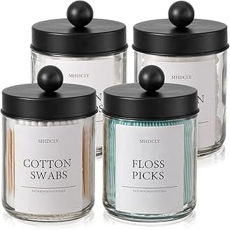 MHDCLY Bathroom Organizers and Storage, 4 Pack Bathroom Accessories, Black Lids