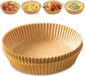 Healthy Cooking Made Easy with Our Air Fryer Sheets: Oil-Absorbing Non-Stick Parchment Papers for Air Fryer liners. The Ultimate Green Kitchen Essential! (50pcs Circle - 20cm)