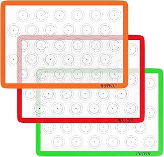 HOTPOP Silicone Baking Mats 0.75mm, Non-Stick Macaron Silicone Baking Mats - Silicone Sheet for Bake Pans and Rolling with Outlines for Pastries (3 HALF SIZE)