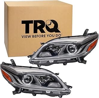 TRQ Headlight Assembly Set Headlights Driver & Passenger Side Compatible with 2015-2020 Toyota Sienna TO2502230 TO2503230