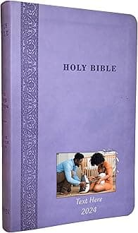 Printualist Personalized Gift Bible Custom Photo & Text, KJV, Levander, Thinline, King James Version, Red Letter Edition, Comfort Print, Faux Leather