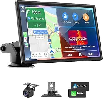Portable Carplay Screen for Car, 7" Wireless Carplay & Android Auto with Bluetooth, HD Backup Camera, GPS Navigation, Siri, FM, AUX, Mirror Link for All Vehicles