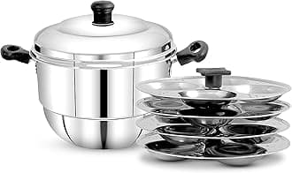 Stainless Steel Hot 16 Idly Pot with Steamer - Silver