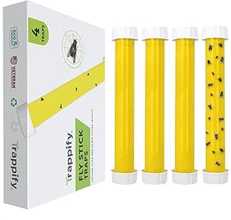 Trappify Hanging Fly Traps Outdoor: Fruit Flies and Flying Insect Trap for Indoor & Outdoor Use I Disposable Sticky Fly Trap Indoor House Pest Control (4 Pack)