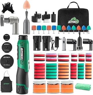 S6 Mini Polisher Cordless Polisher for Car Detailing, 2x2.0Ah Batteries, 0mm Rotary Buffer, 3mm and 12mm Dual Action Polisher 1-3 Inch, 2 Different Speeds Heads Systems, 4.2k-21k or 1-5k RPM