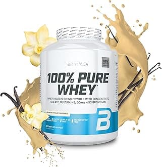 100% Pure Whey | Protein Powder with BCAA and Glutamine | Gluten-Free, Palm Oil Free | 21g Protein per Serving, 2.27 kg, Bourbon Vanilla