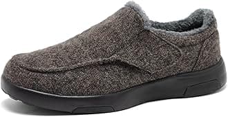 OrthoComfoot Men's Orthopedic Slip-On Loafers Walking Shoes: Casual Canvas Plantar Fasciitis Loafers with Arch Support, Comfortable Orthotic Shoes for Foot and Heel Pain Relief