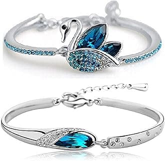 Platinum Plated Austrian Crystal Stylish Bracelet for Women and Girls