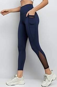 Women's & Girl's Stretch Fit High Rise Track Pant Gym wear Mesh Leggings Workout Pants with Side Pockets/Stretchable Tights/Highwaist Sports Fitness Yoga Track Pants_2012