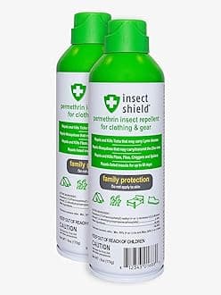 Insect Shield Premium Permethrin Spray - Tick, Flea, Fly, Mosquito, Chigger, Spider & Bed Bug Repellent for Clothing, Gear, Furniture, & Tents, Last up to 60 Days, Clear, 6 Oz Aerosol, Pack of 2