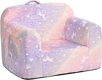 Tiita Kids Sofa, Childrens Couch with Carry Handle, Portable Toddler Foam Sofa Couch, Glow in The Dark Nursery Kids Couch, Lightweight Kids Chair for Playroom, Dorm Room, Small Space, Twill Pegasus