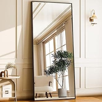 GLSLAND 68" x 24" Full Length Mirror - Rectangle Floor Mirrors Aluminum Alloy Frame Full Body Mirror for Bedroom, Living Room, Cloak Room,Black