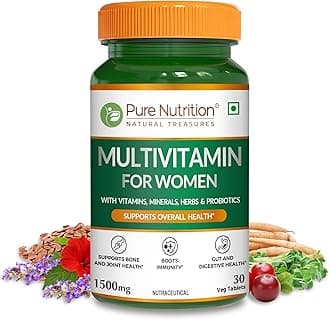 Pure Nutrition Multivitamin for Women (1500 mg), 30 Veg Tablets | With Vitamins, Minerals, Herbs & Probiotics | Supports Bone & Joint Health, Immunity & Digestive Health