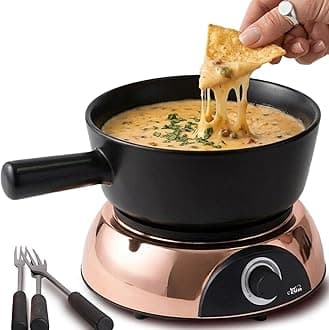 Artestia Electric Dip Warmer & Fondue Pot with Adjustable Temperature – Multi-Purpose Cheese Dip, Queso, Nacho Cheese Sauce, Gravy, Broth Fondue & Hot Fudge Warmer for Parties (Black)