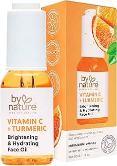 By Nature - From New Zealand | Vitamin C + Tumeric - Brightening & Hydrating Face Oil | Energizing Formula - Non Greasy, Vitamin Enriched Dull Skin Brightener | Cruelty/Paraben Free | 30mL