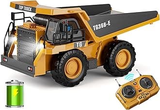 KIDMARKT RC Dump Truck Toy for Kids | 9-Channel Metal Construction Vehicle with Working Bed, Lights & Sounds, Rechargeable Remote Control Truck for Boys Ages 3-12, Durable STEM Gift for Birthday 2026