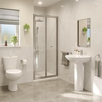 Hydrolux900mm Bifold Folding Shower Door Screen Shower Enclosure for Wet Room Cubicle Enclosures, 4mm Toughened Safety Glass Space Saving, Polished Chrome