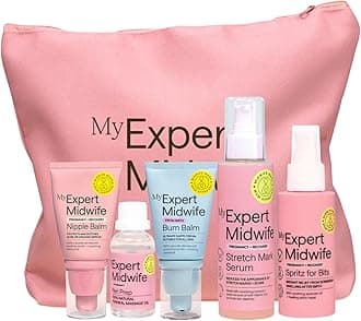My Expert Midwife Mum to Be Pregnancy and Postnatal Maternity Essentials for hospital bag with Fantastic Skin Elastic, Peri Prep Your Bits, Spritz for Bits, No Harm Nipple Balm & No Harm Bum Balm