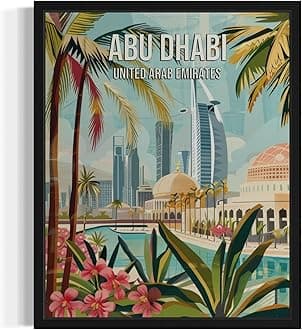 Abu Dhabi United Arab Emirates City Wall Art Poster Print, Asian Landscape Scenery Painting Artwork Travel Prints Decor Cityscape Landmarks Gallery 26 (Abu Dhabi United Arab Emirates, 16 x 20 inches, Unframed)