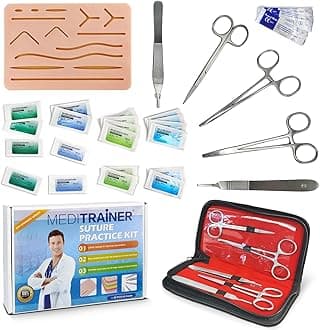 29 PCS Suture Practice Kit is Suitable for Suture Training of Medical Students and Veterinary Nursing Practice, Including Simulated Human Skin Wound Suture Pads and Suture Tools