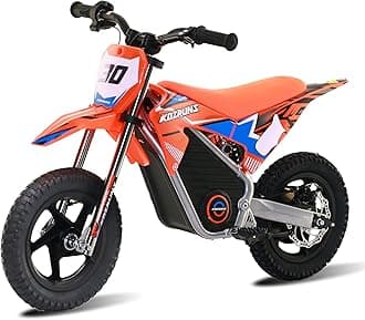 OLALA Electric Dirt Bike for Kids 3-5, 12" Electric Motorcycle with 200W Motor, 2-Speed Safety Mode, Beginner Dirt Bike with Disc Brake, Outdoor Ride On Toy Gift, Orange