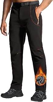 Mens Hiking Snow Ski Pants Winter Insulated Fleece Lined Outdoor Men Waterproof Windproof Insulated With Belt