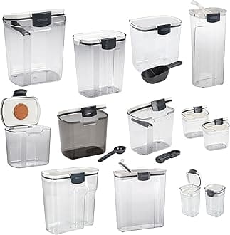 Progressive Prepworks ProKeeper 13 -Piece Kitchen Clear Plastic Airtight Food Flour And Sugar Storage Organization Container Baking Canister Set, White