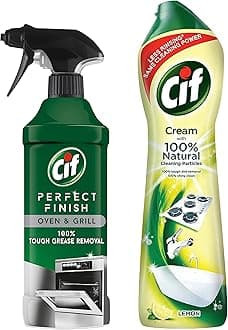 Perfect Finish Oven & Grill Cleaner 435 ml & Abrasive Surface Cleaner Cream, Lemon| Kitchen & Bathroom, Removes Grease, Dirt & Tough Stains with Natural Cleaning Particles, 500 ml