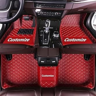 Custom Floor Mats for Cars fit 95% Sedan SUV Sports Car Full Coverage All Weather Pads Protection Non-Slip Leather Floor Liners (Red Beige Line)
