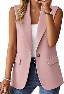 2026 Summer Women's Sleeveless Vest Tops - Lightweight Fully Lined Trendy Casual Work Office Blazer With Pockets