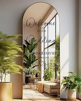 Personalized Wedding Mirror/Board Sign Sticker - Custom Welcome to Our Wedding Sign Decal for Mirror or Glass, Elegant Wedding Reception Decor W3 (H83xW53-57cm)