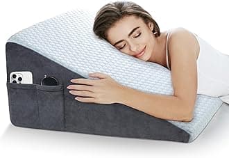 puredown® 12" Bed Wedge Pillow, Cooling Wedge Pillows for Headboard, Pillow Wedge for Nighttime Acid Reflux, Lumbar & Back Support, Leg Elevation Therapy, Snore Reduction Aid