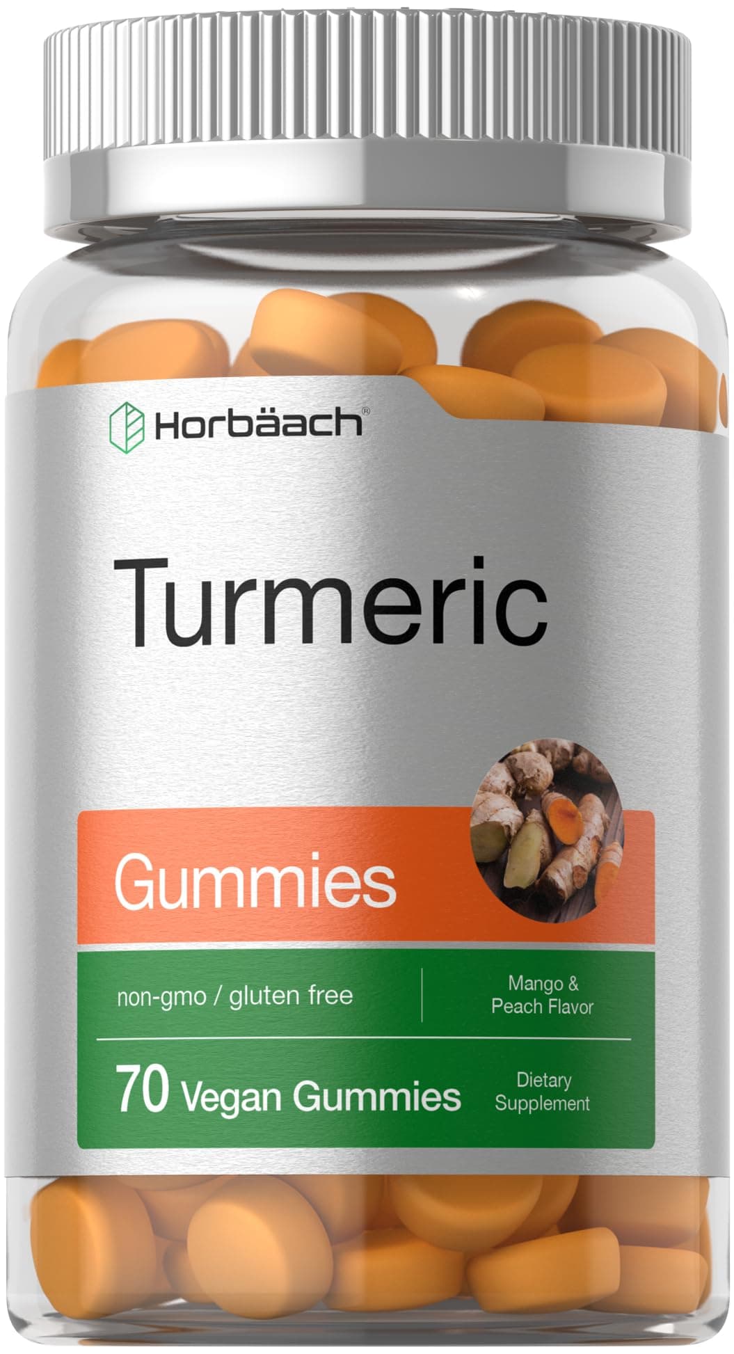 Turmeric Curcumin Gummies with Ginger | 90 Count | Mango & Peach Flavor | Vegan Non-GMO & Gluten Free Supplement | by