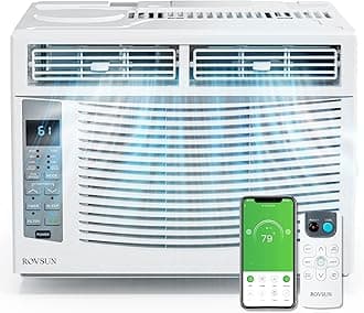Smart 6000 BTU Window Air Conditioner with WiFi, Energy Saving Window AC Unit with Remote & App Control & Timer Function & Easy Install Kit, for Rooms up to 250 Square Feet, 115V/60Hz, White