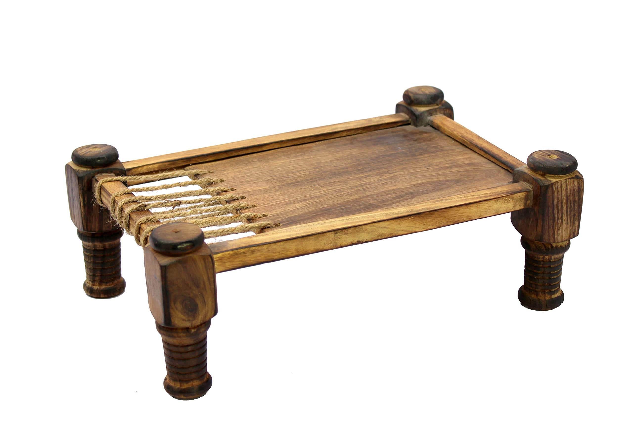 Cot Charpai Khaat Serving Platter Tableware Serve-Ware for Home and Kitchen | Wood - 11.5" Inches - Brown